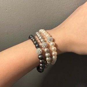 Never worn cultured freshwater pearls crystal bracelets
